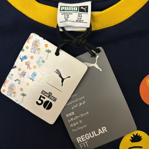NWT - PUMA SESAME STREET Navy T-shirt Unisex kids 
Sz: 11-12 Y - Picture 10 of 11